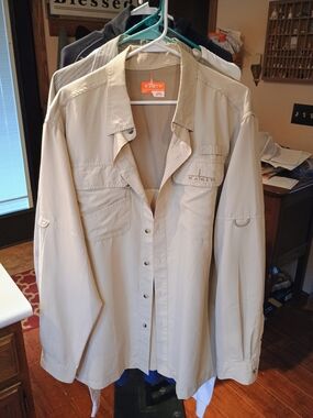 Habitat Men's Long-Sleeve Button-Front Beige Casual Shirt Bin 1